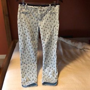Cherry pattern crop trousers, size US 6